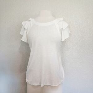 Nation White Flutter Short Sleeves Size M